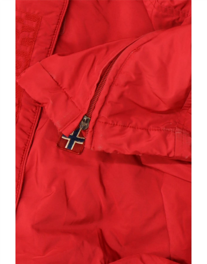 NAPAPIJRI Veste Anorak à capuche graphique pour femme UK 14 Rouge moyen Polyester