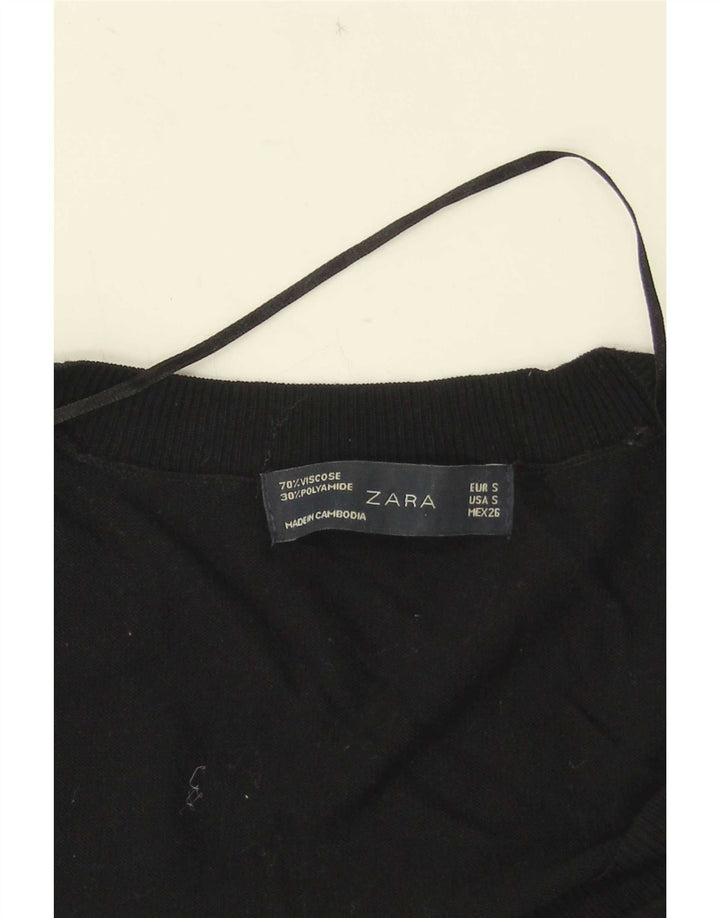 Zara Womens Vest Débardeur UK 10 Petit Noir