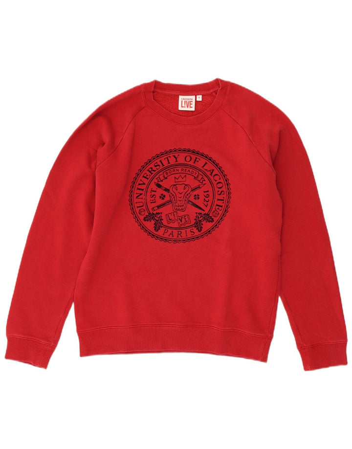 Lacoste Mens Graphic Sweatshirt Jumper Taille 4 Coton Rouge Moyen