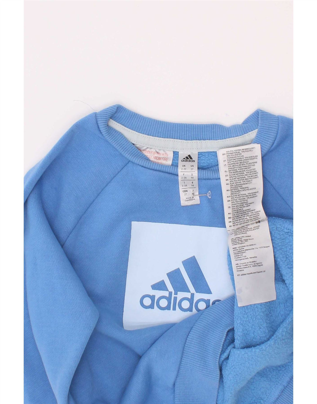 Adidas Sweat-Shirt Graphique Garçon 2-3 Ans Bleu Coton