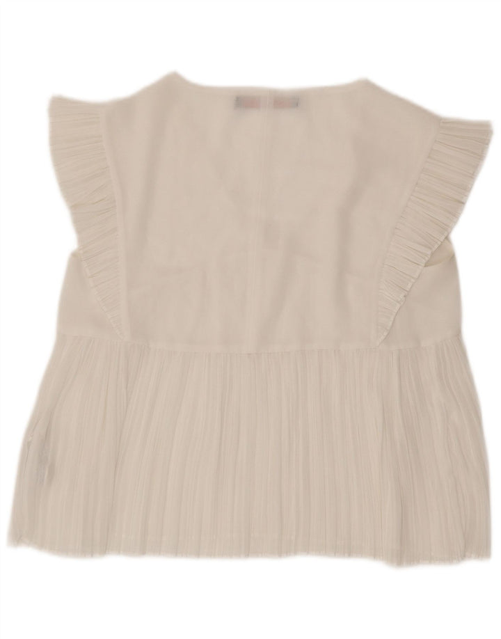 Zara Womens Trafaluc Blouse Top UK 10 Petit Blanc Polyester