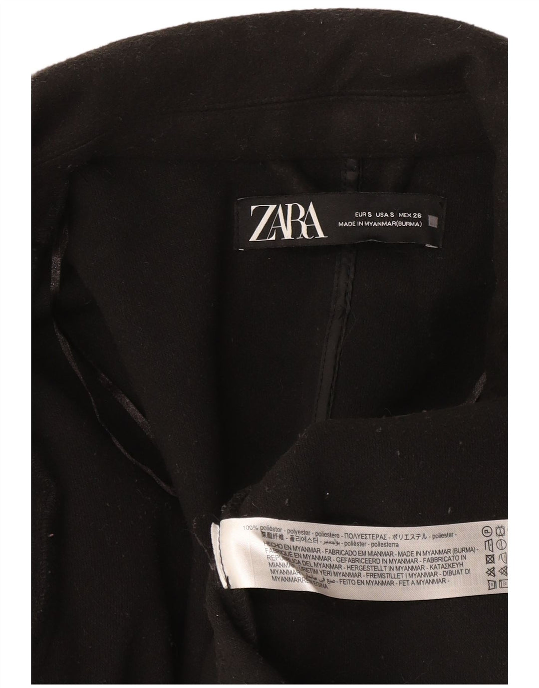 Zara Femme Veste Blazer Oversize Ouverte UK 10 Petit Noir Polyester