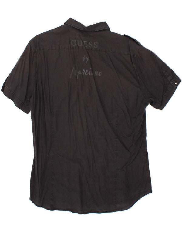 GUESS BY MARCIANO Chemise militaire à manches courtes pour homme en coton gris 2XL