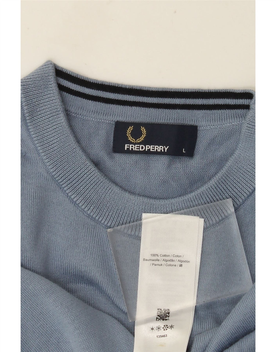 FRED PERRY Pull col rond homme grand bleu coton