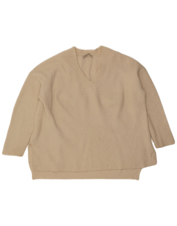 All Saints Pull surdimensionné à col en V pour femme UK 14 Medium Off White