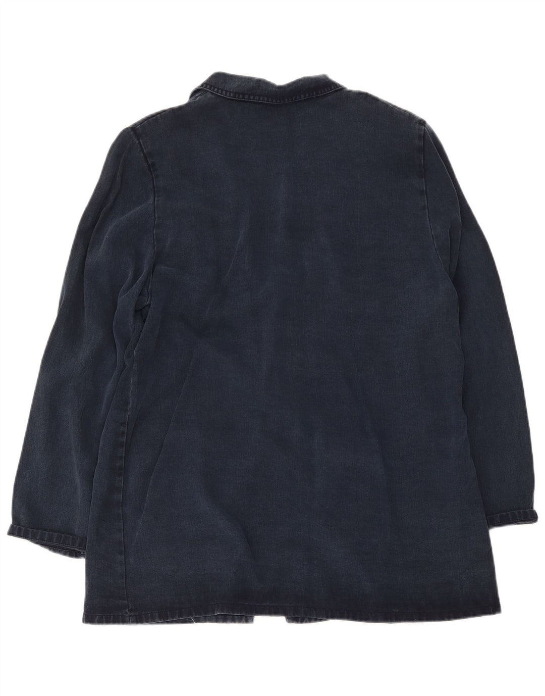 vintage Femmes 2 Bouton Longline Blazer Veste UK 20 2XL Bleu Marine Lyocell