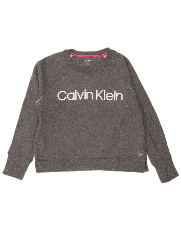 CALVIN KLEIN Sweat-shirt Performance pour femme UK 14 Gris moyen