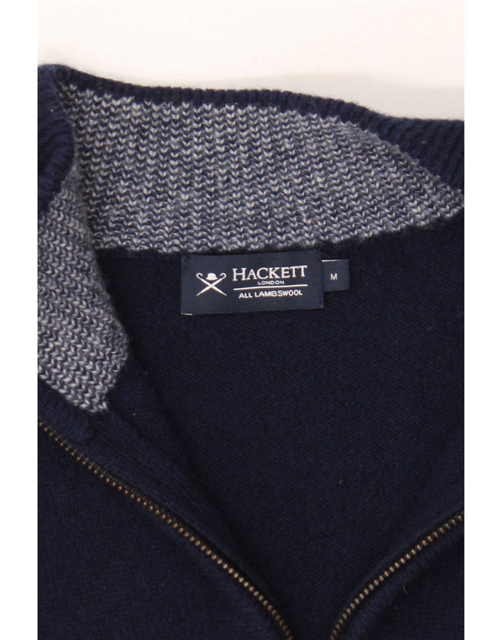 Hackett Pull Col Zippé Homme Bleu Marine Moyen Laine d'Agneau