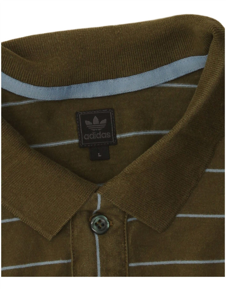 Adidas Polo Homme Large Kaki Rayé