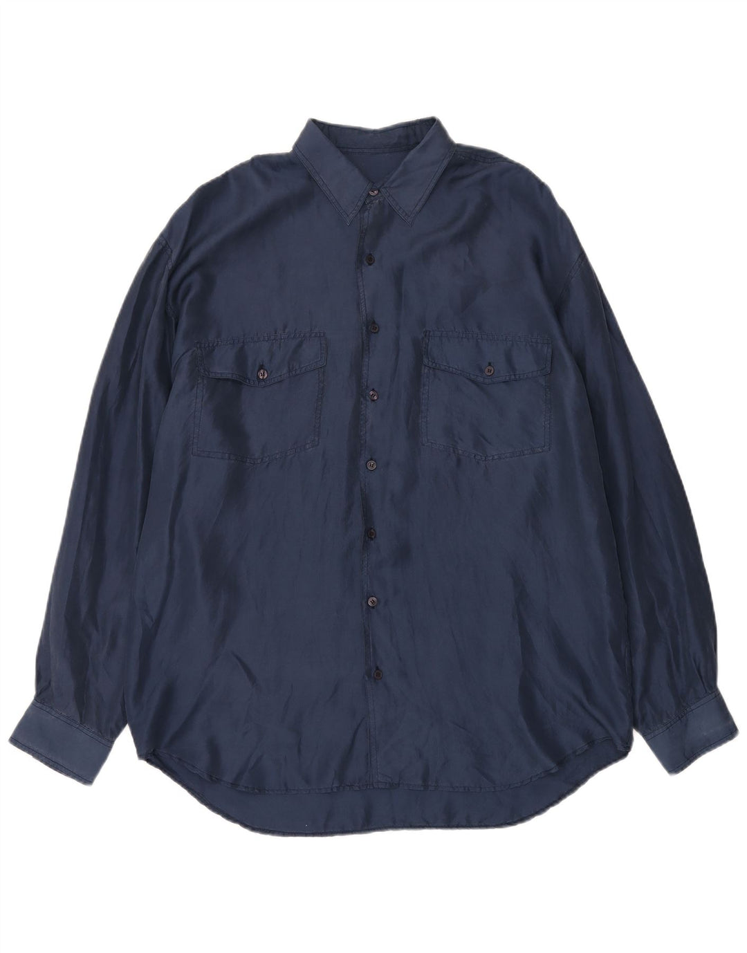 Chemise Homme Vintage Grande Soie Bleu Marine