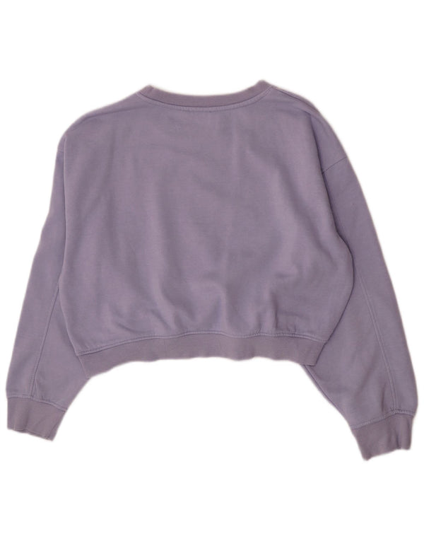 Zara Womens Crop Sweatshirt Jumper UK 16 Large Violet Coton