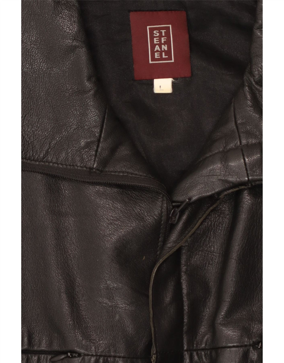 STEFANEL Veste en cuir pour homme UK 40 Grand cuir noir