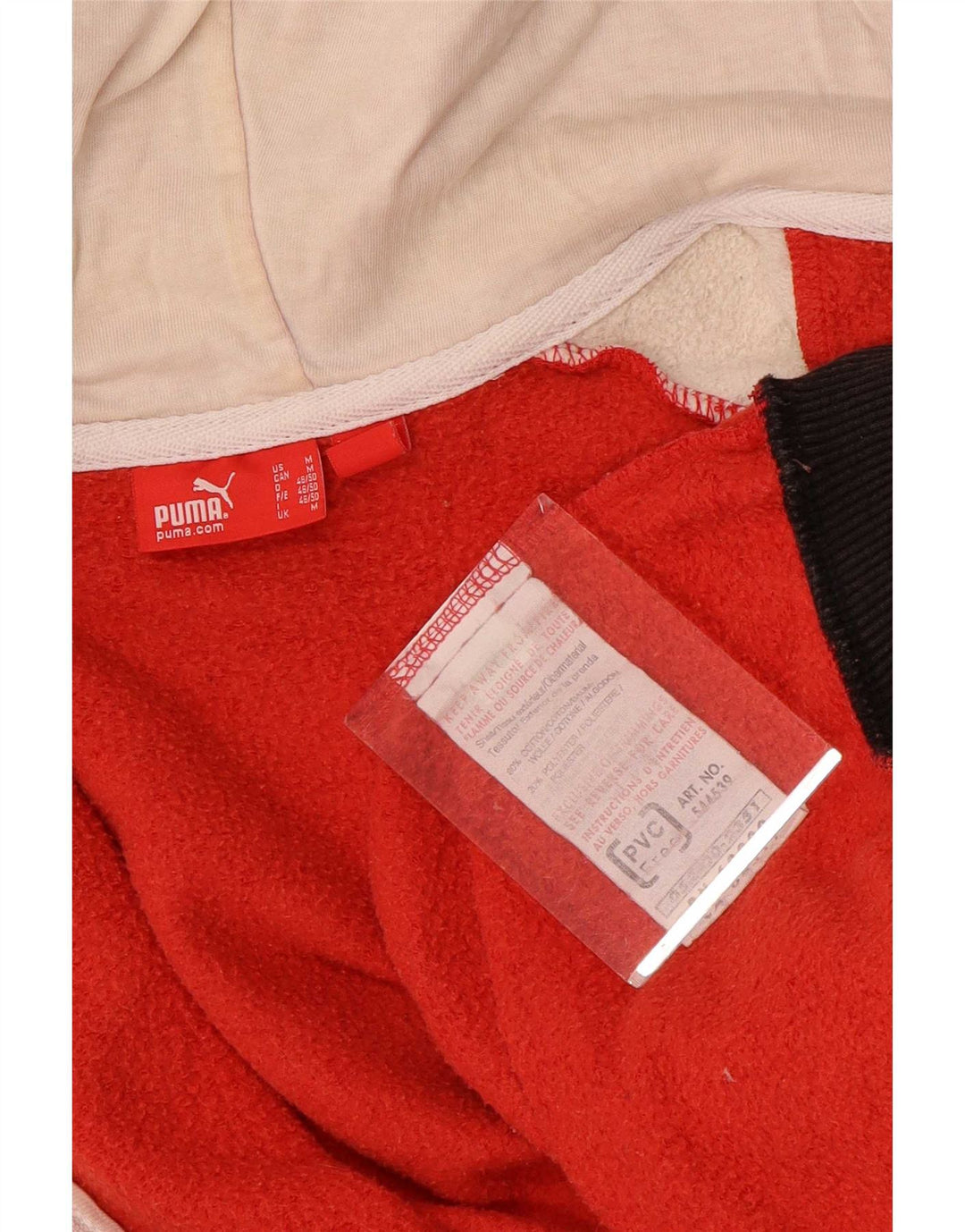 Puma Sweat à Capuche Zippé Homme Rouge Moyen Colourblock Cotton