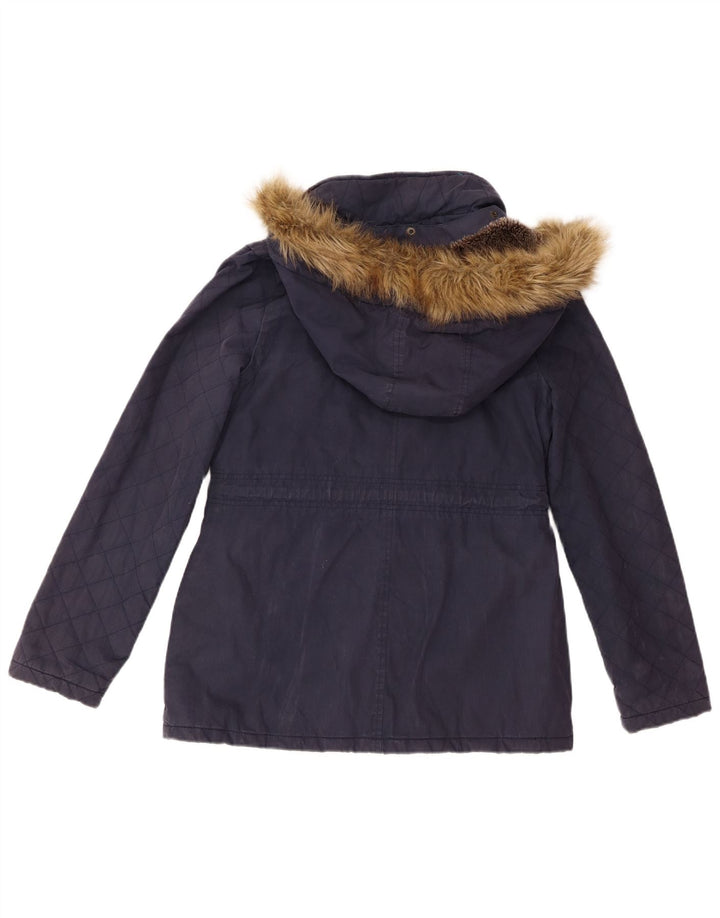 Fat Face Veste matelassée à capuche pour femme UK 10 Petit Bleu Marine Coton
