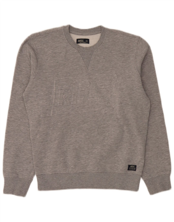 Rifle Mens Graphic Sweatshirt Jumper Petit Gris Moucheté Coton