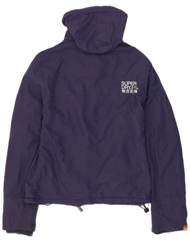 SUPERDRY Veste coupe-vent à capuche pour femme UK 14 Medium Navy Blue Nylon