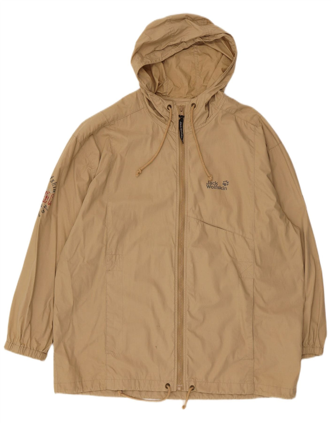 Jack Wolfskin Veste bomber à capuche graphique pour homme UK 36/38 Beige moyen