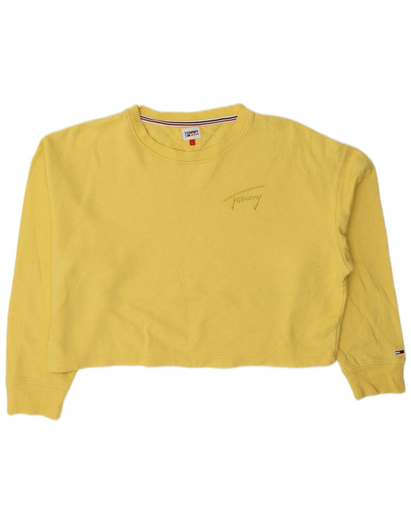 Tommy Hilfiger Sweat-shirt court surdimensionné pour femme UK 16 Large Jaune