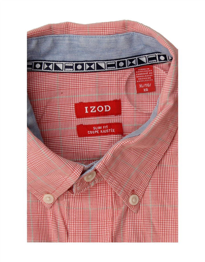 IZOD Mens Coupe Ajustee Slim Fit Shirt XL Red Check Vintage Izod and Second-Hand Izod from Messina Hembry 