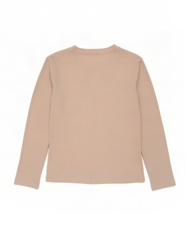 Zara Femme Top Manches Longues UK 44 Polyester Beige Moyen