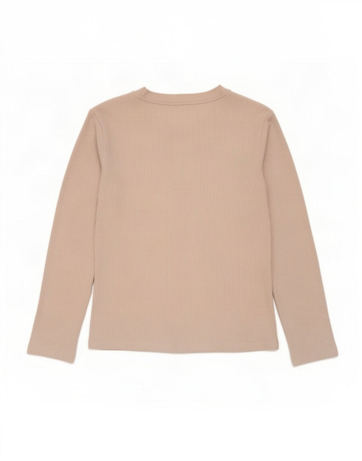 Zara Femme Top Manches Longues UK 44 Polyester Beige Moyen