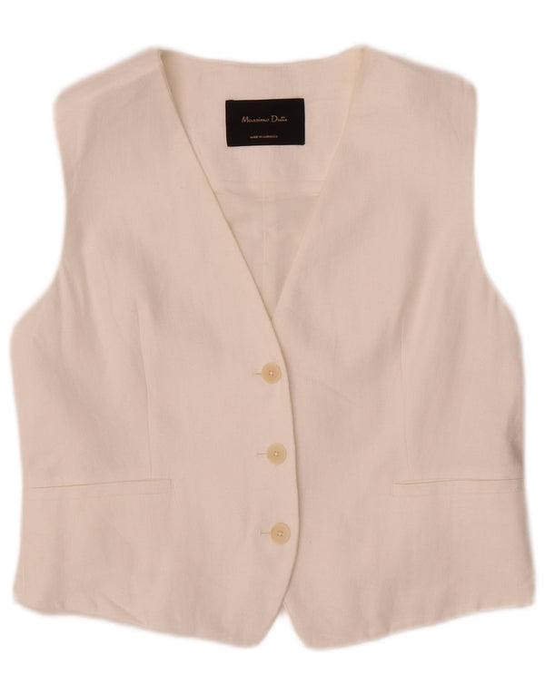 Massimo Dutti Gilet femme UK 12 Medium White Cotton
