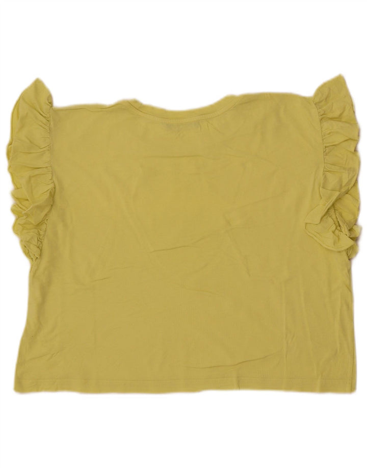 Zara Womens Crop T-Shirt Top UK 14 Jaune Moyen