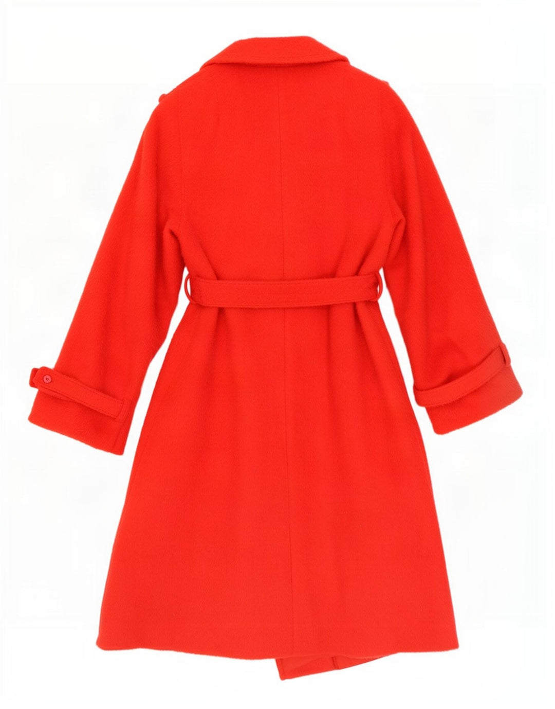vintage Femmes Militaire Pardessus EU 36 Petit Polyester Rouge