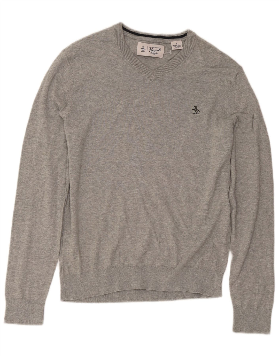 Penguin Pull Col V Homme Gris Moyen Coton