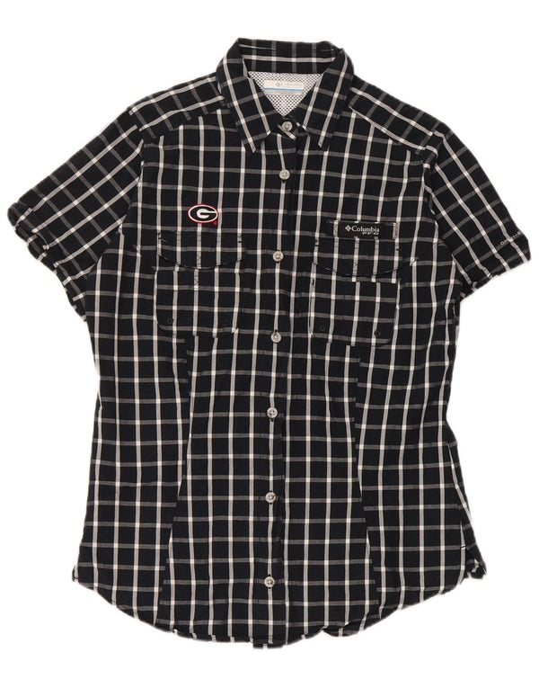 Columbia Chemise à manches courtes pour femme UK 8 Small Black Plaid Cotton Sports