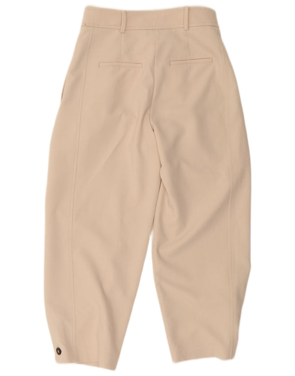 Zara Pantalon court taille haute pour femme Medium W28 L25 Beige