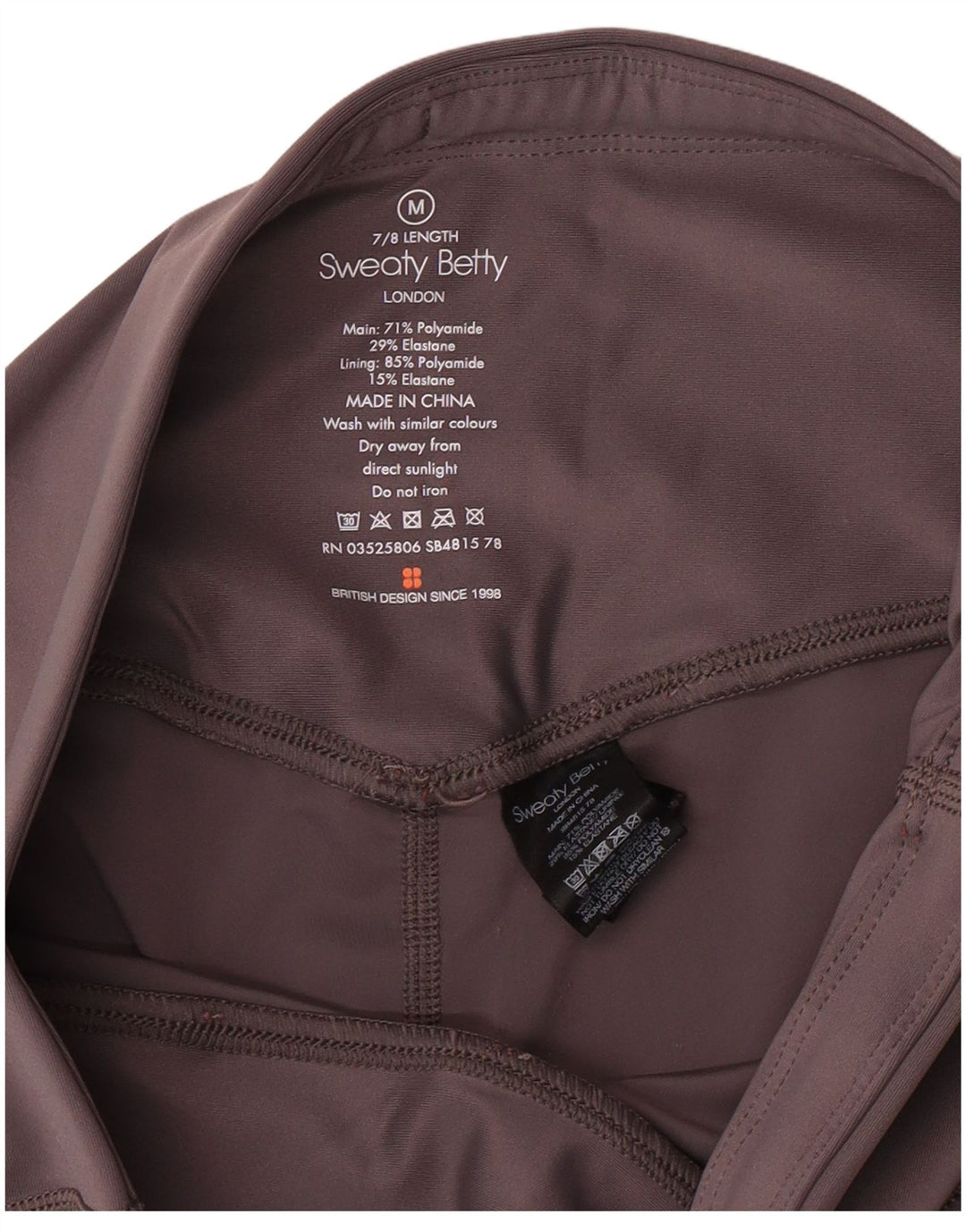 SWEATY BETTY Leggings London Femme UK 12 Gris Moyen Polyamide