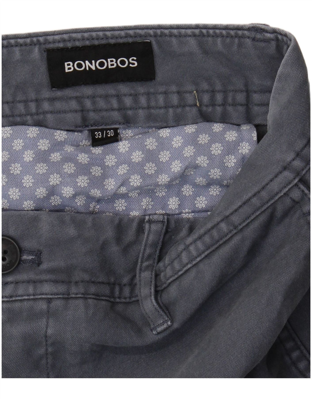 BONOBOS Mens Slim Chino Trousers W33 L30 Grey Cotton