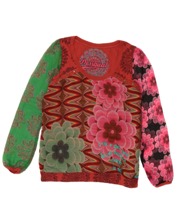 Desigual Haut graphique à manches longues pour femme UK 46 Large Floral multicolore