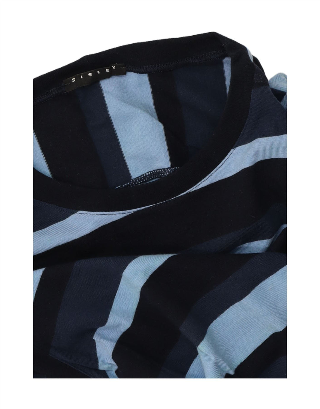 Sisley T-Shirt Top Small Bleu Rayé Coton Homme