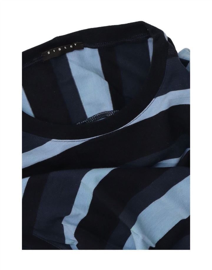 Sisley T-Shirt Top Small Bleu Rayé Coton Homme