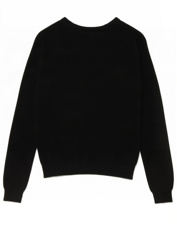Zara Pull col en V pour femme UK 14 en coton noir moyen