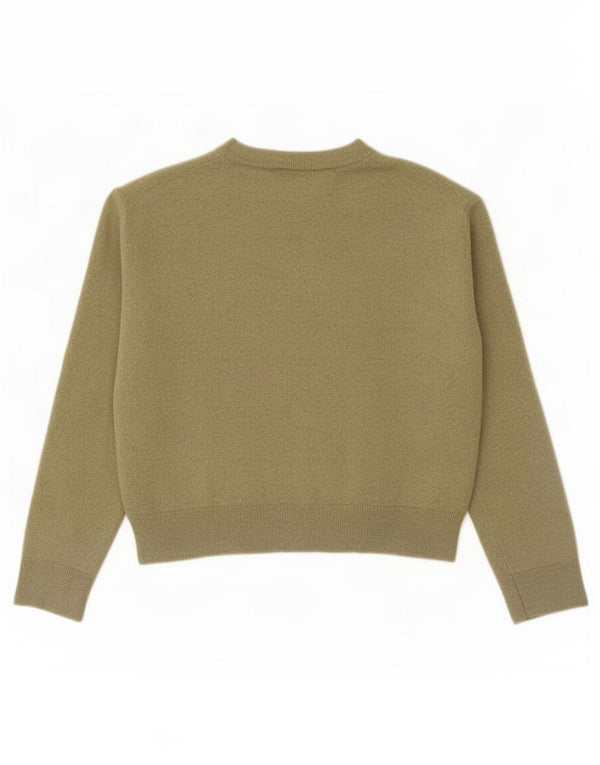 Zara Womens Crop Crew Neck Jumper Sweater UK 10 Petite laine verte