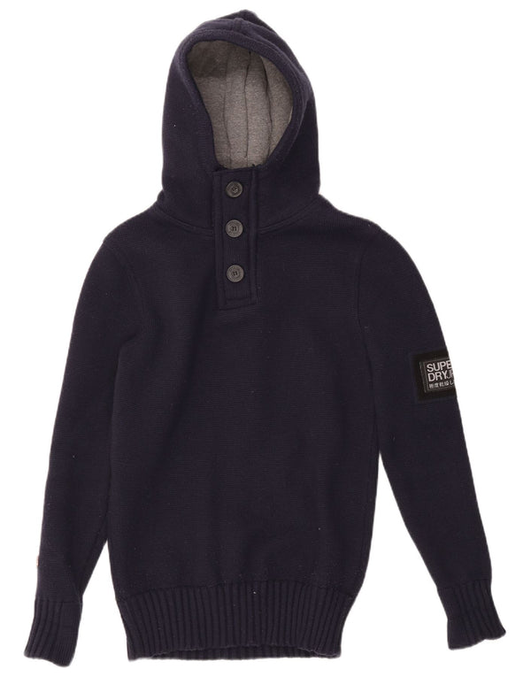 Superdry Pull à capuche graphique à col boutonné pour homme Petit Bleu marine