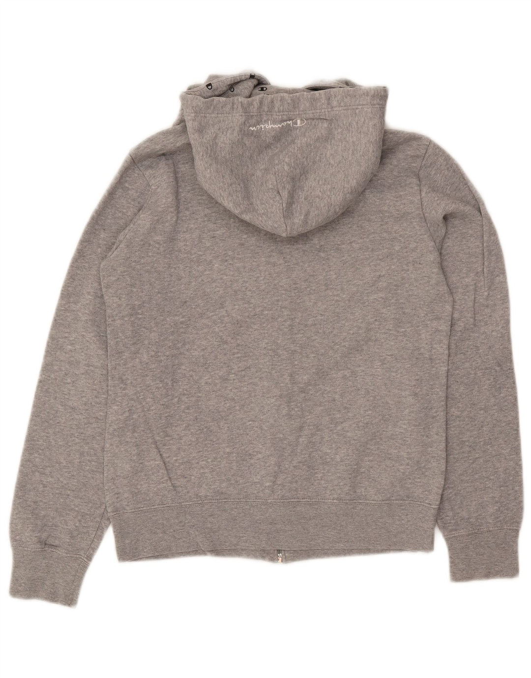 CHAMPION Pull à capuche zippé pour femme UK 12 Coton moucheté gris moyen