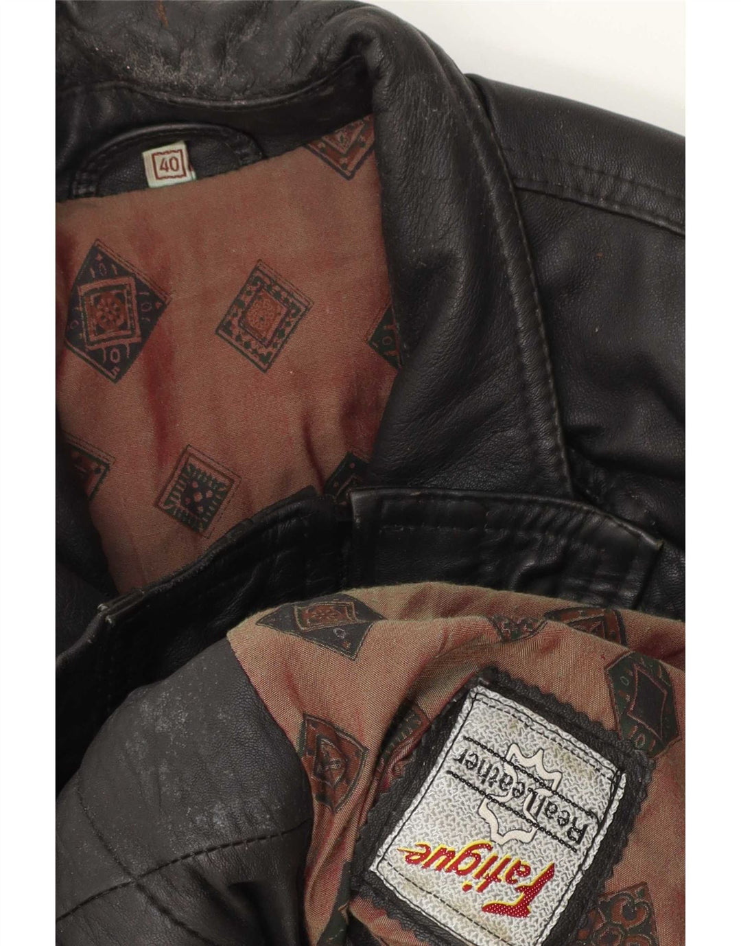 Fatigue Veste en cuir pour homme UK 40 Large Noir