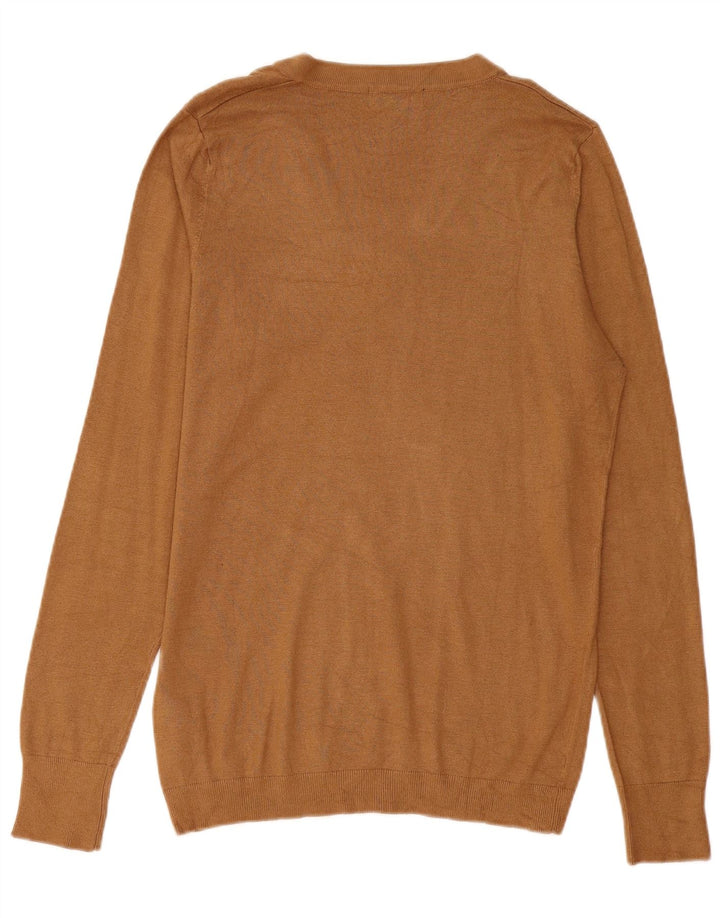 Zara Pull Col V Homme Large Marron Viscose