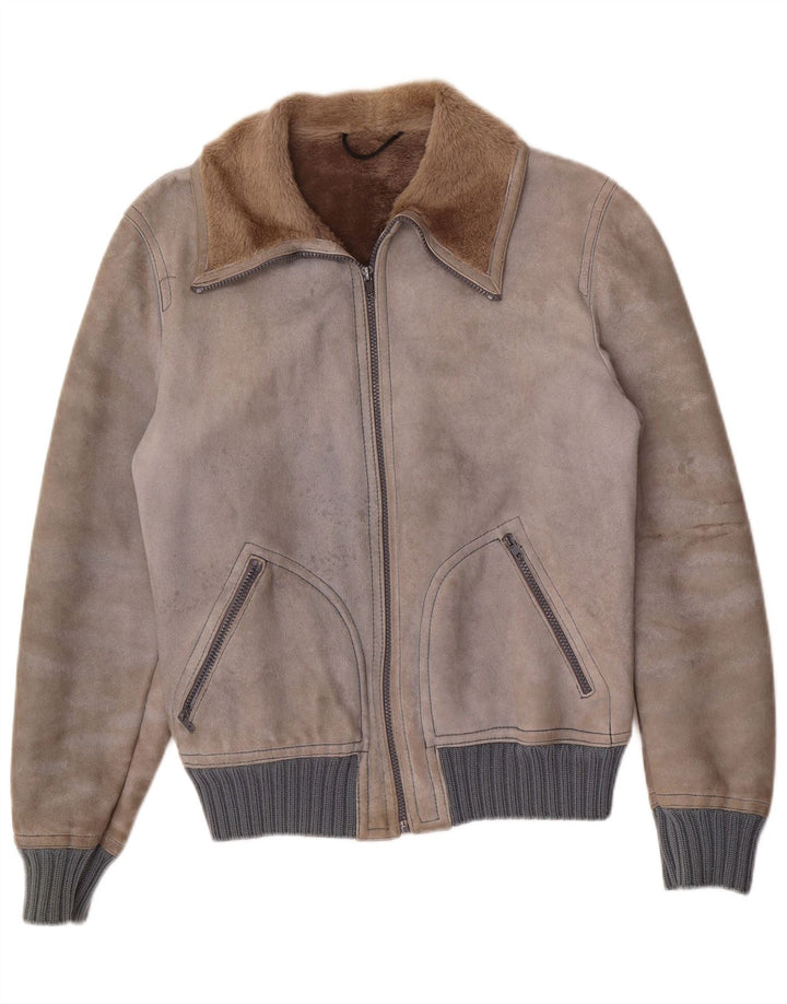 VINTAGE Veste Shearling Homme IT 48 Shearling Gris Moyen