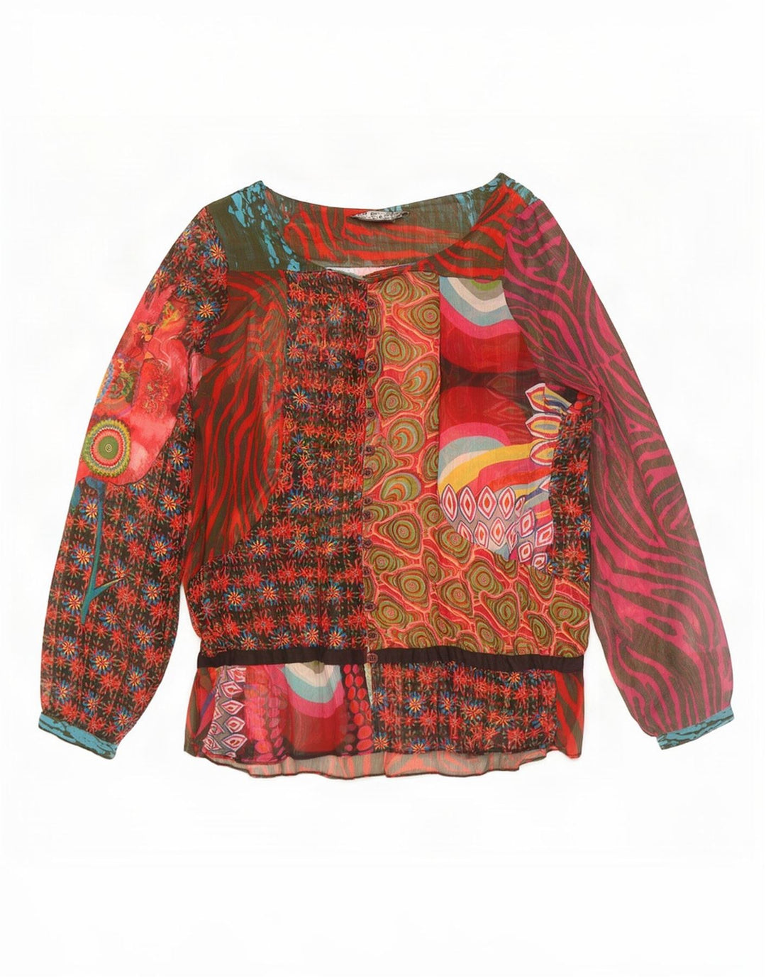 Desigual Chemisier à manches longues pour femme EU 40 Medium Multicolore Patchwork