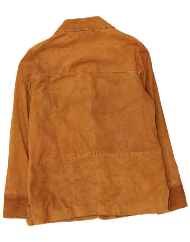 veste en daim femme vintage UK 14 Grand cuir brun