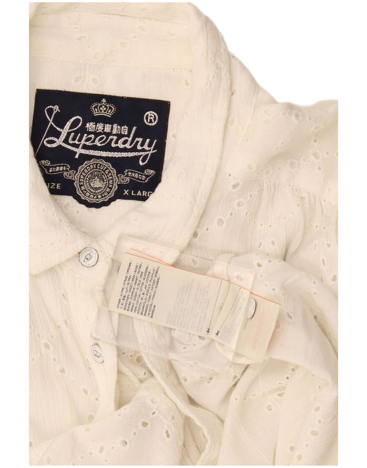 Superdry Chemise Femme UK 18 XL Coton Blanc
