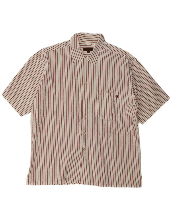 vintage Chemise à manches courtes pour hommes XL Coton à fines rayures blanches