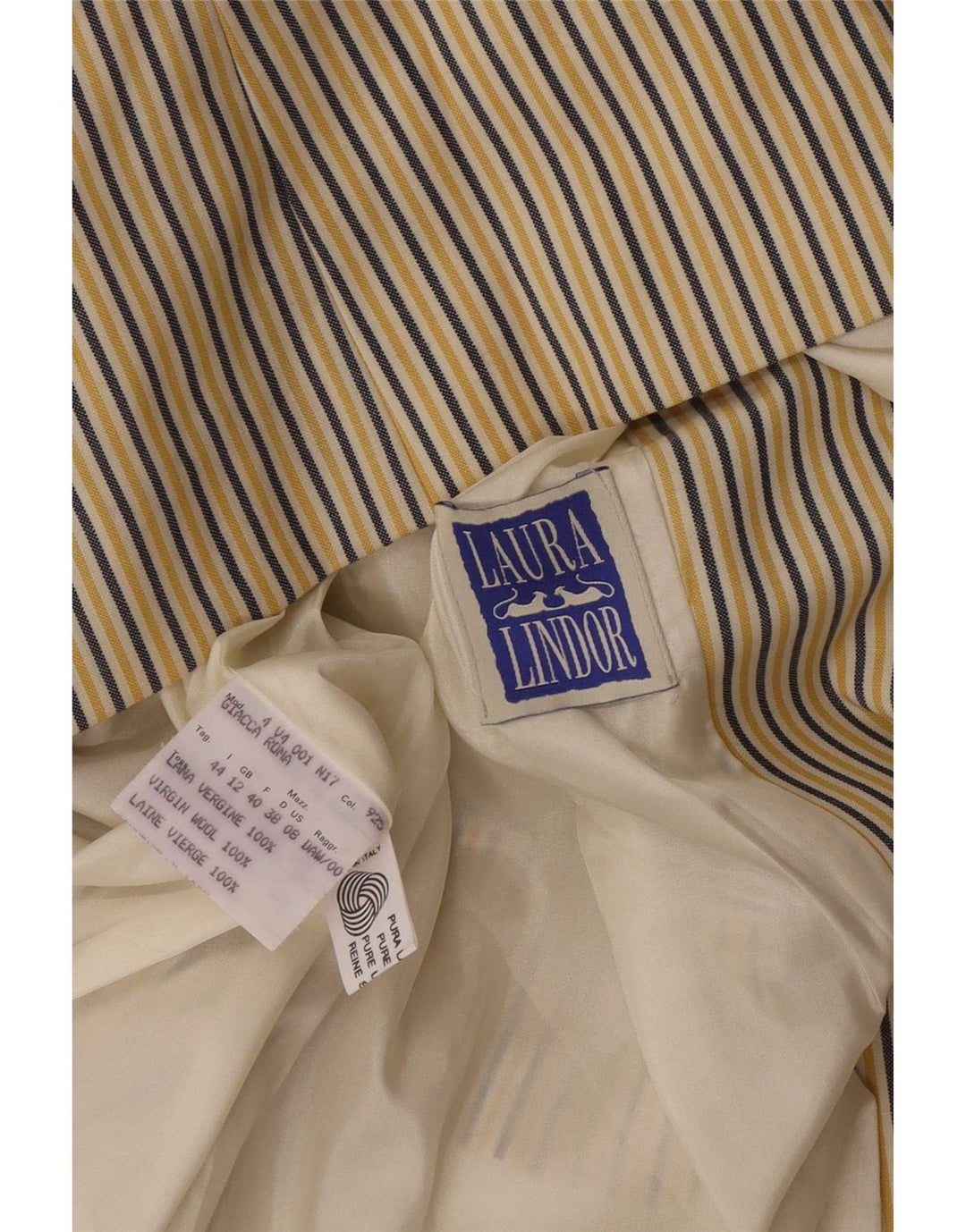 Laura Lindor Veste Blazer 2 Boutons pour Femme UK 12 Rayé Jaune Moyen