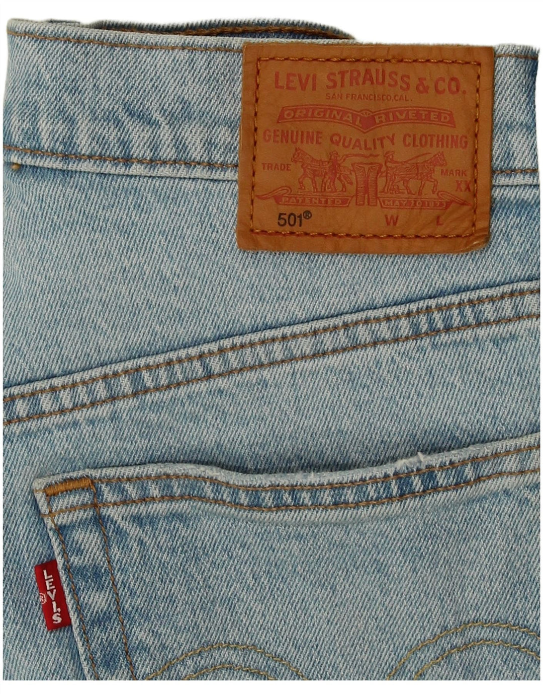 LEVI'S Short en Jean 501 Femme W28 Bleu Moyen