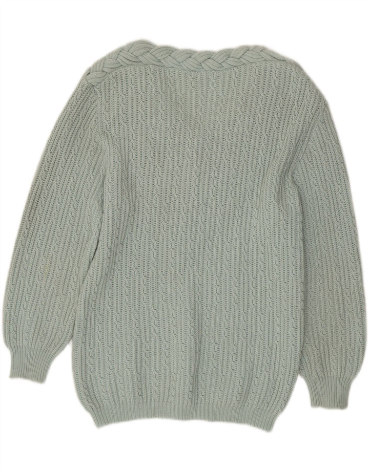 VINTAGE Womens V-Neck Jumper Sweater UK 12 Medium Turquoise Wool